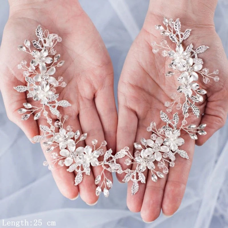 The "Elora" Floral Pearl & Crystal Hair Vine