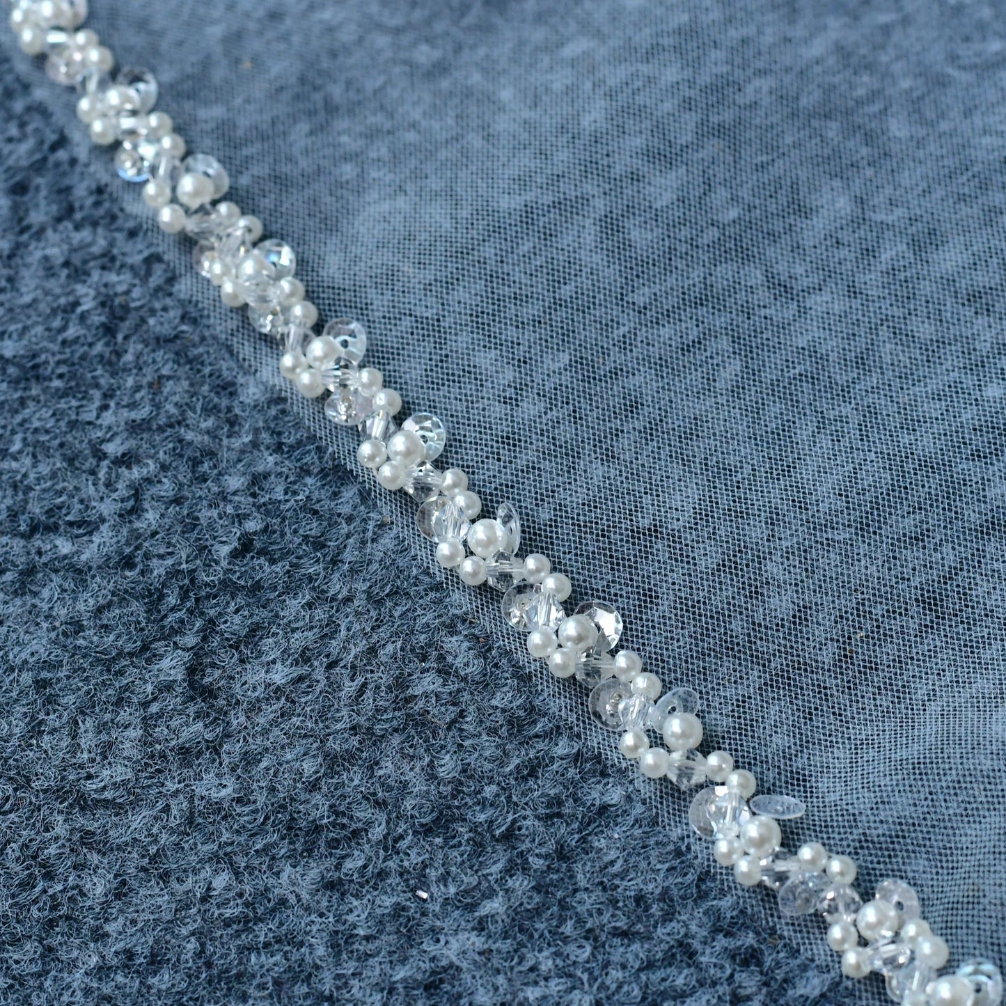 Delicate Pearl & Crystal Beaded Edge Veil
