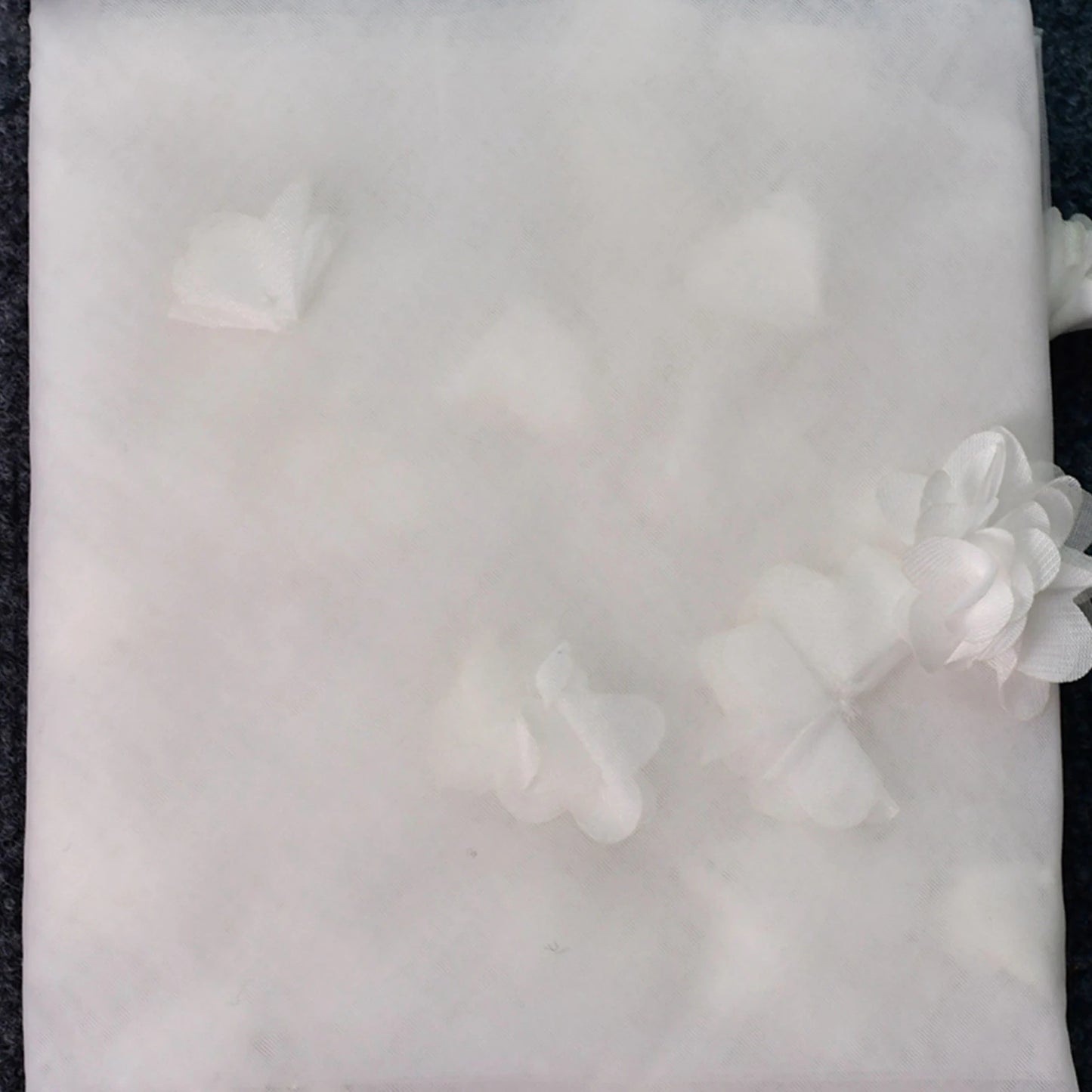 Whimsical 3D Floral Two-Tier Fingertip Veil