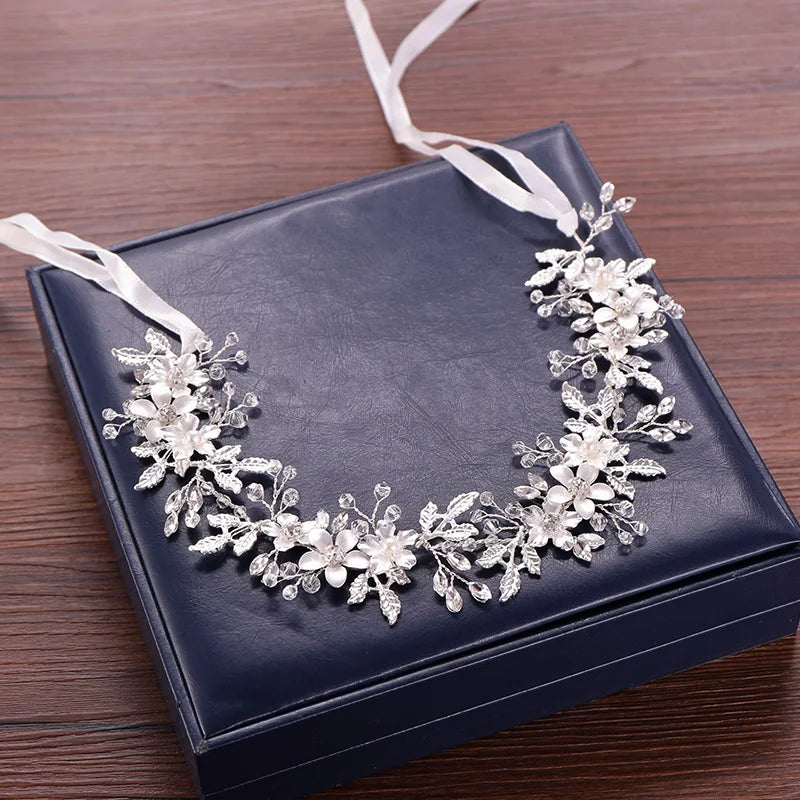 The "Elora" Floral Pearl & Crystal Hair Vine