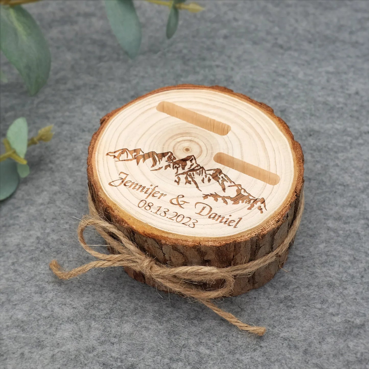 Personalized Rustic Wooden Ring Box