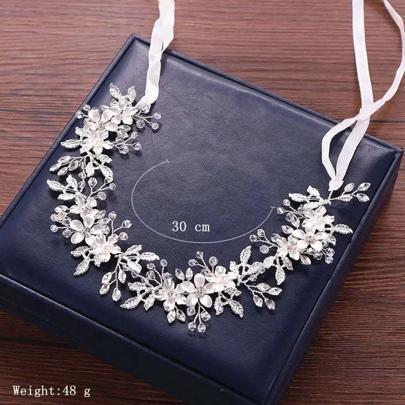 The "Elora" Floral Pearl & Crystal Hair Vine