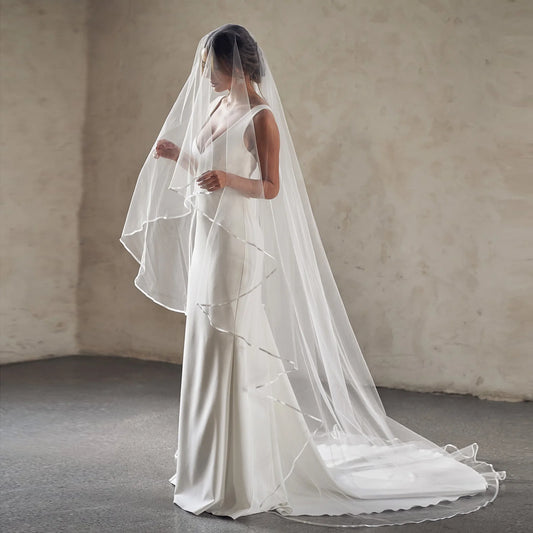Classic Two-Tier Bridal Veil with Satin Edge