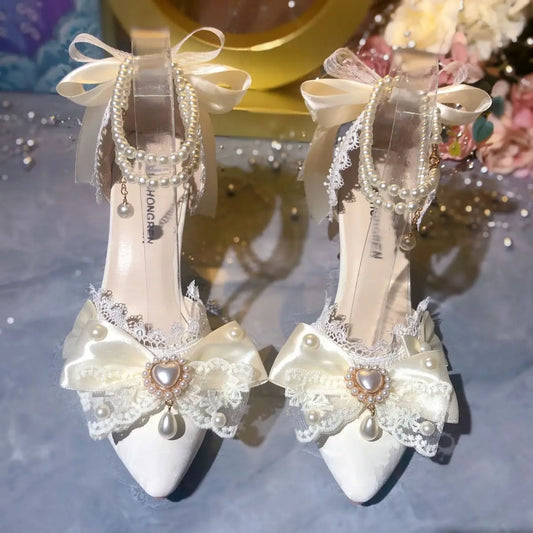 Enchanted Heart & Bow Fairytale Bridal Heels