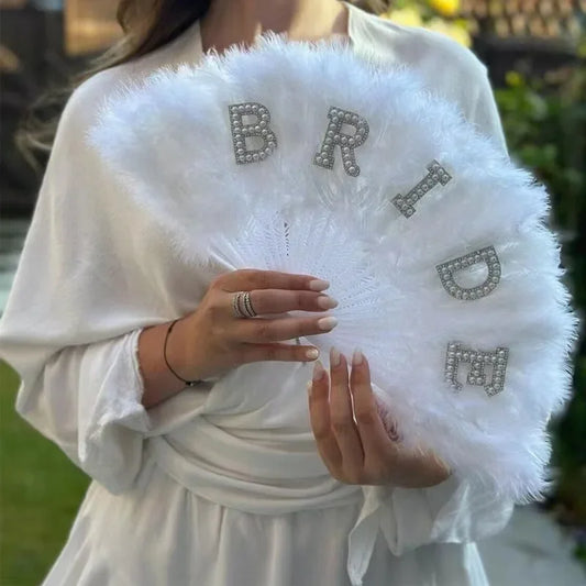 Glamorous "BRIDE" Feather Fan | Bridal Shower & Bachelorette Party Photo Prop
