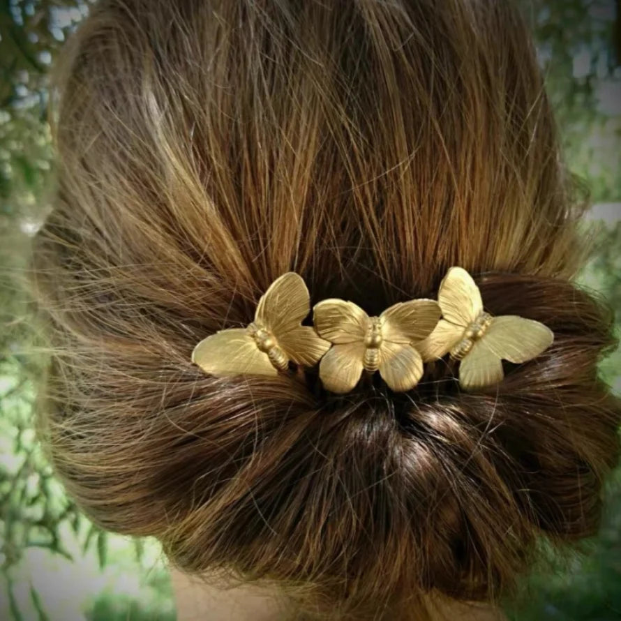 "Daphne" Botanical Bridal Hair Comb (Leaf & Butterfly Styles)