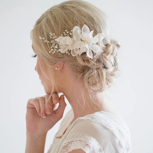 Ethereal Bloom Bridal Hair Piece | Floral Hair Clip