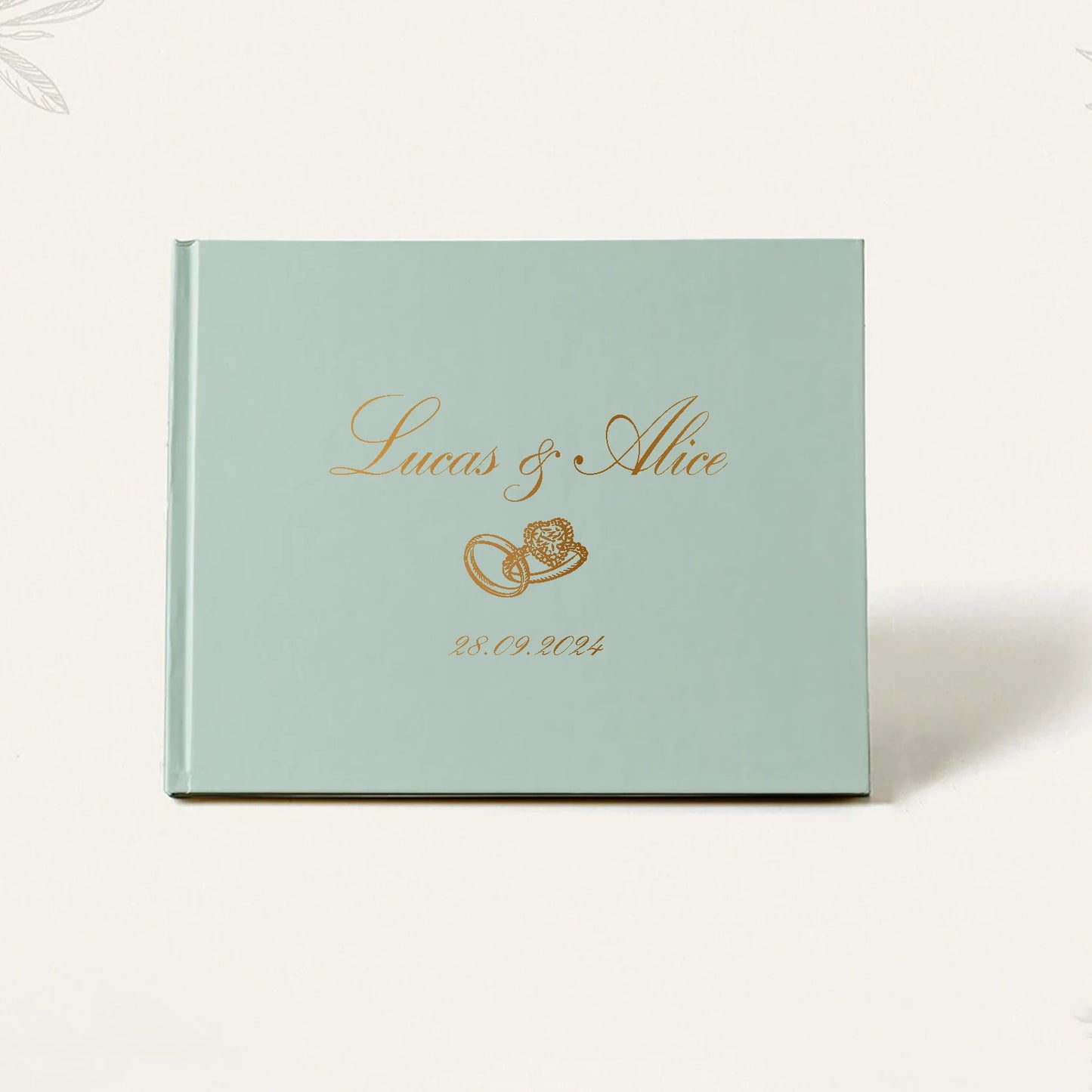 Personalized Sage Green Wedding Guest Book | Custom Gold Foil Signing Book for Weddings, Bridal Showers & Anniversaries