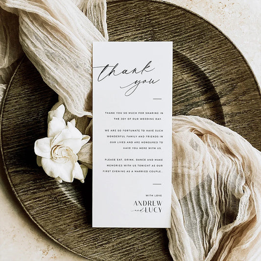 Modern Minimalist Wedding Menu & Table Cards