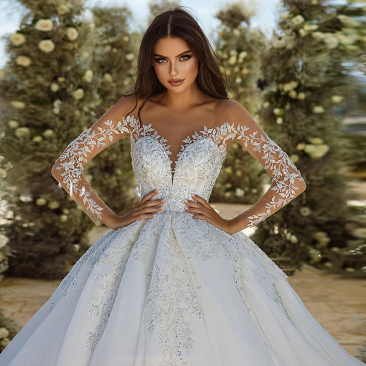 "Giselle" Illusion Lace Ball Gown Wedding Dress