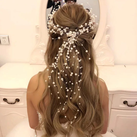 Romantic Pearl Bridal Hair Vine | Long & Versatile Wedding Headpiece