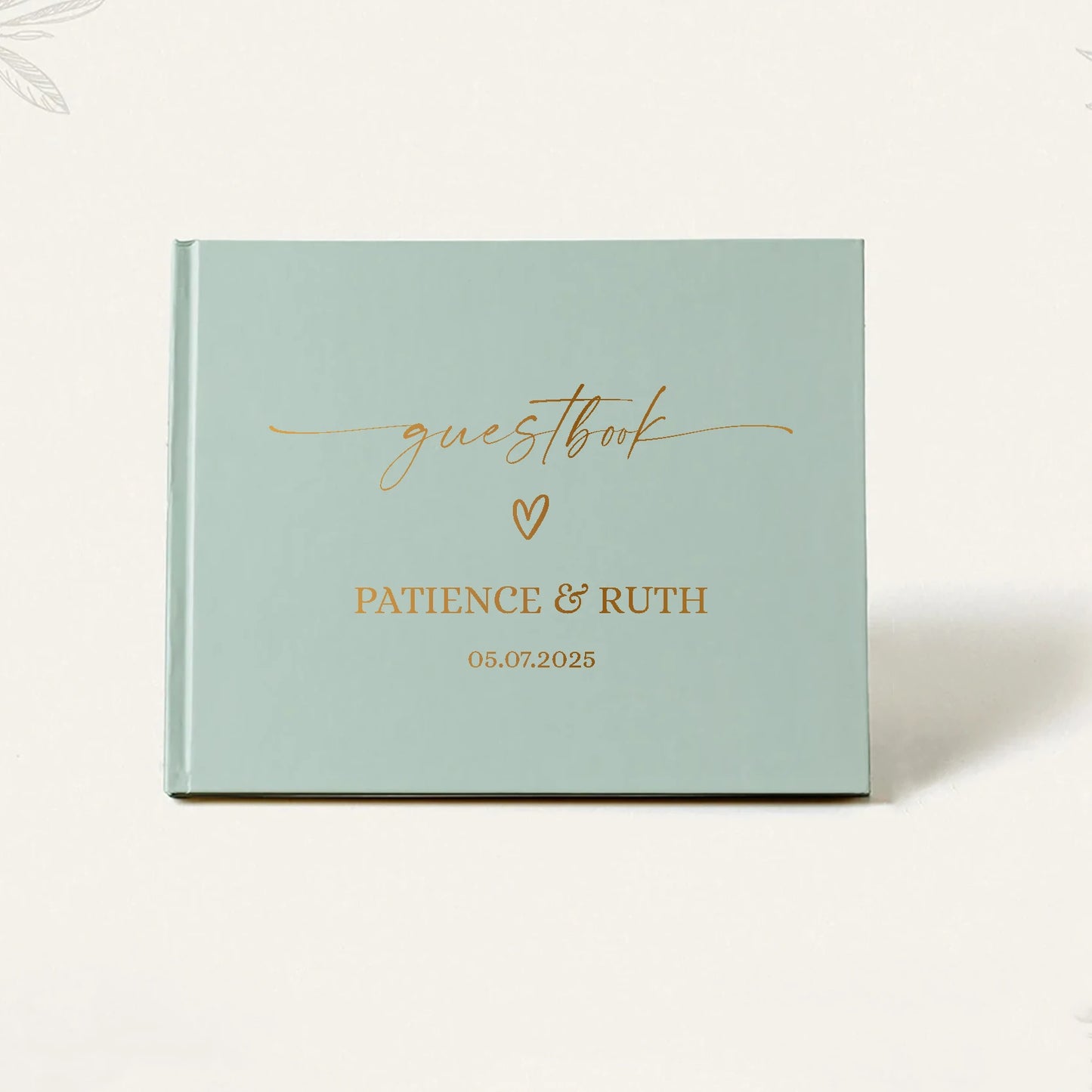 Personalized Sage Green Wedding Guest Book | Custom Gold Foil Signing Book for Weddings, Bridal Showers & Anniversaries