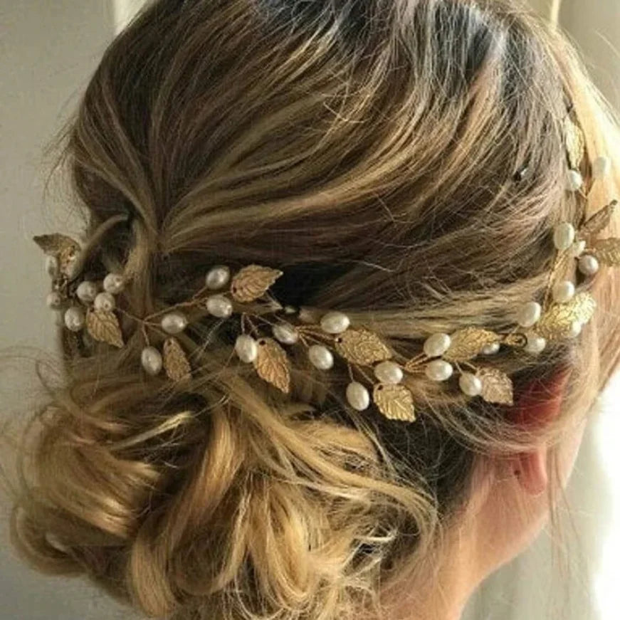 Romantic Pearl & Leaf Bridal Hair Vine | Versatile Wedding Headpiece