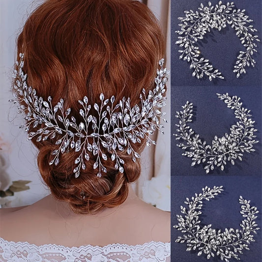 The "Seraphina" Crystal Leaf Hair Vine