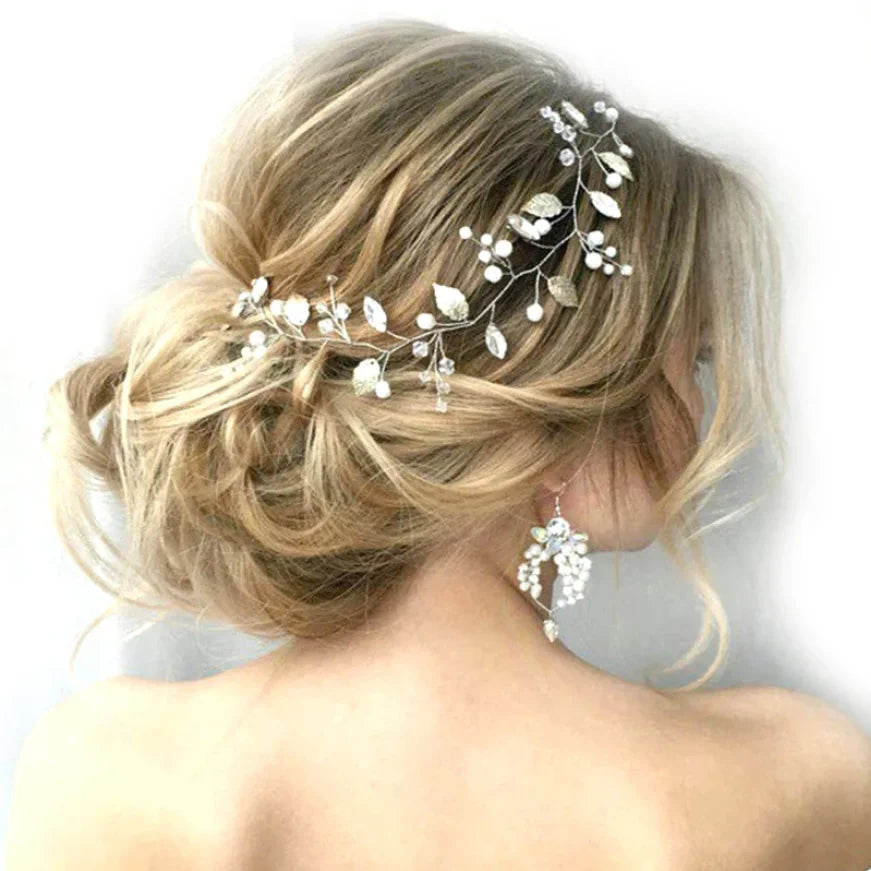Romantic Pearl & Leaf Bridal Hair Vine | Versatile Wedding Headpiece