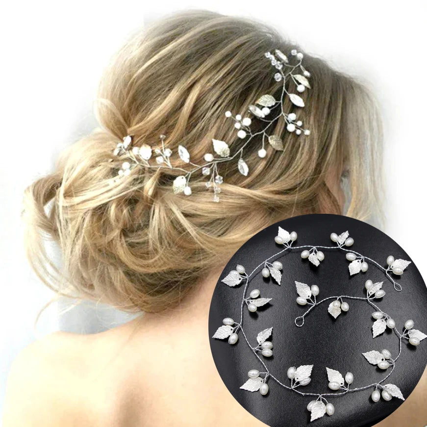Romantic Pearl & Leaf Bridal Hair Vine | Versatile Wedding Headpiece