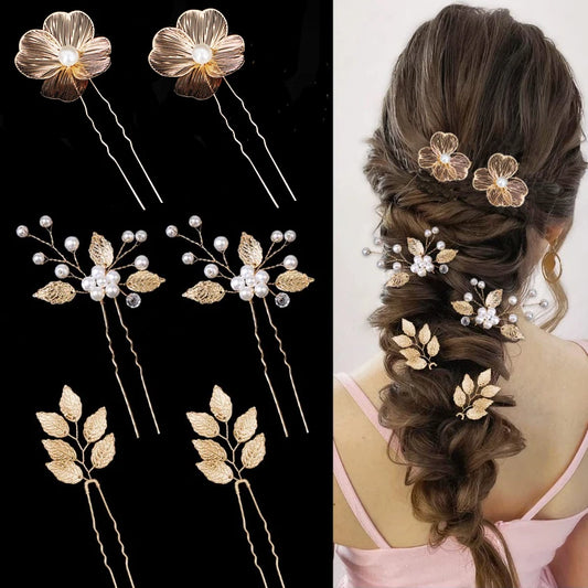 Delicate Bridal Hair Pins | Set of 3 Pearl, Leaf & Crystal Styles