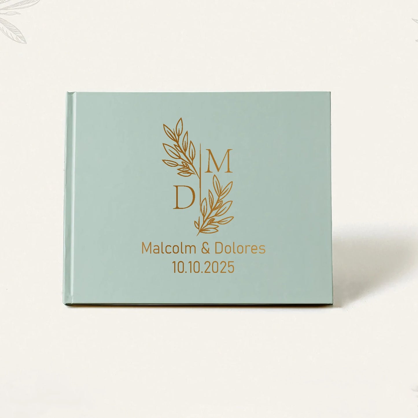 Personalized Sage Green Wedding Guest Book | Custom Gold Foil Signing Book for Weddings, Bridal Showers & Anniversaries