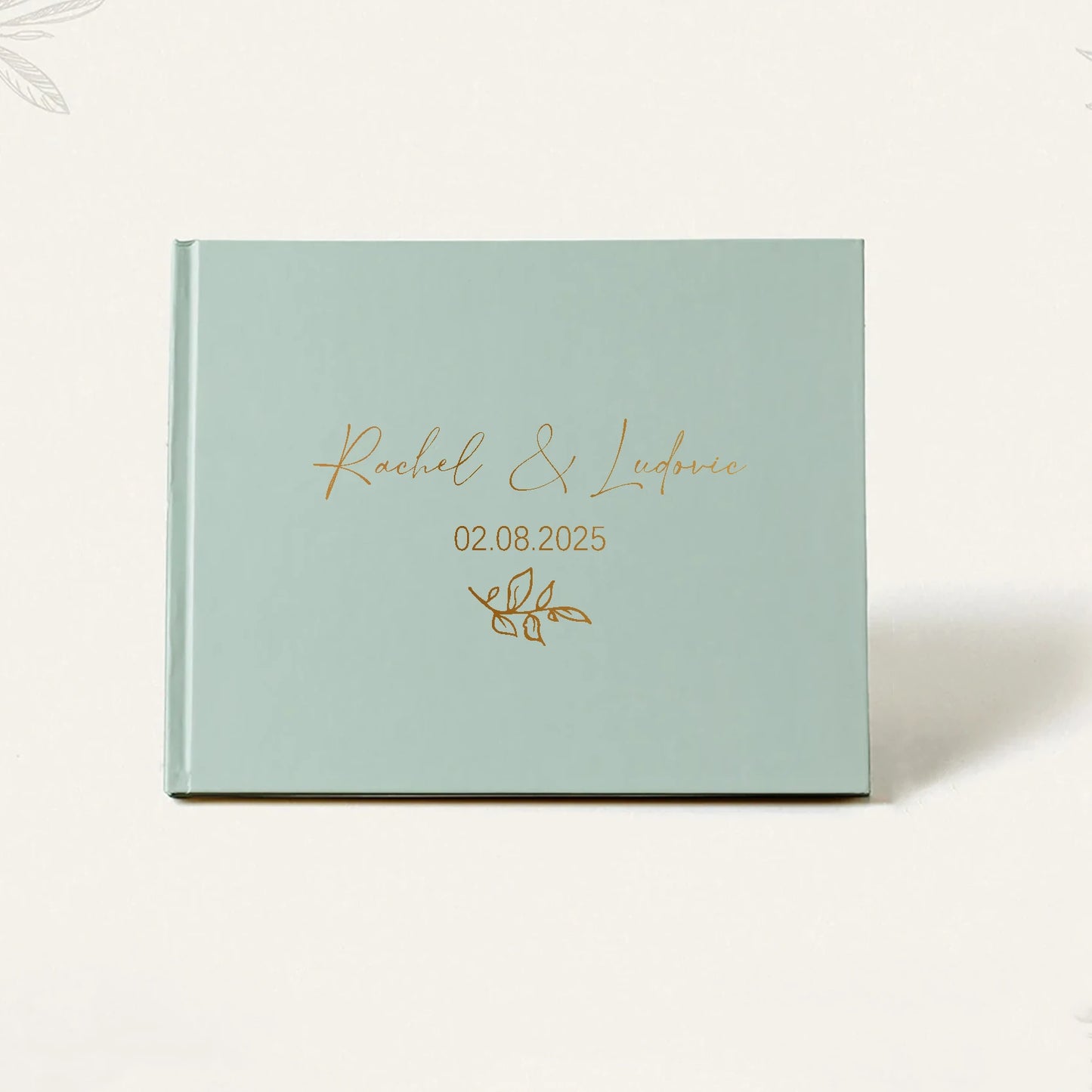 Personalized Sage Green Wedding Guest Book | Custom Gold Foil Signing Book for Weddings, Bridal Showers & Anniversaries