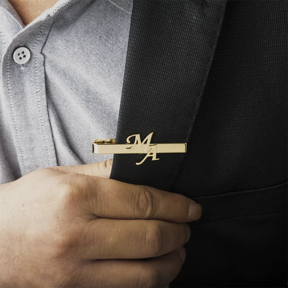 Personalized Initial Tie Clip | Custom Wedding Gift for Groom, Groomsmen, Father of the Bride