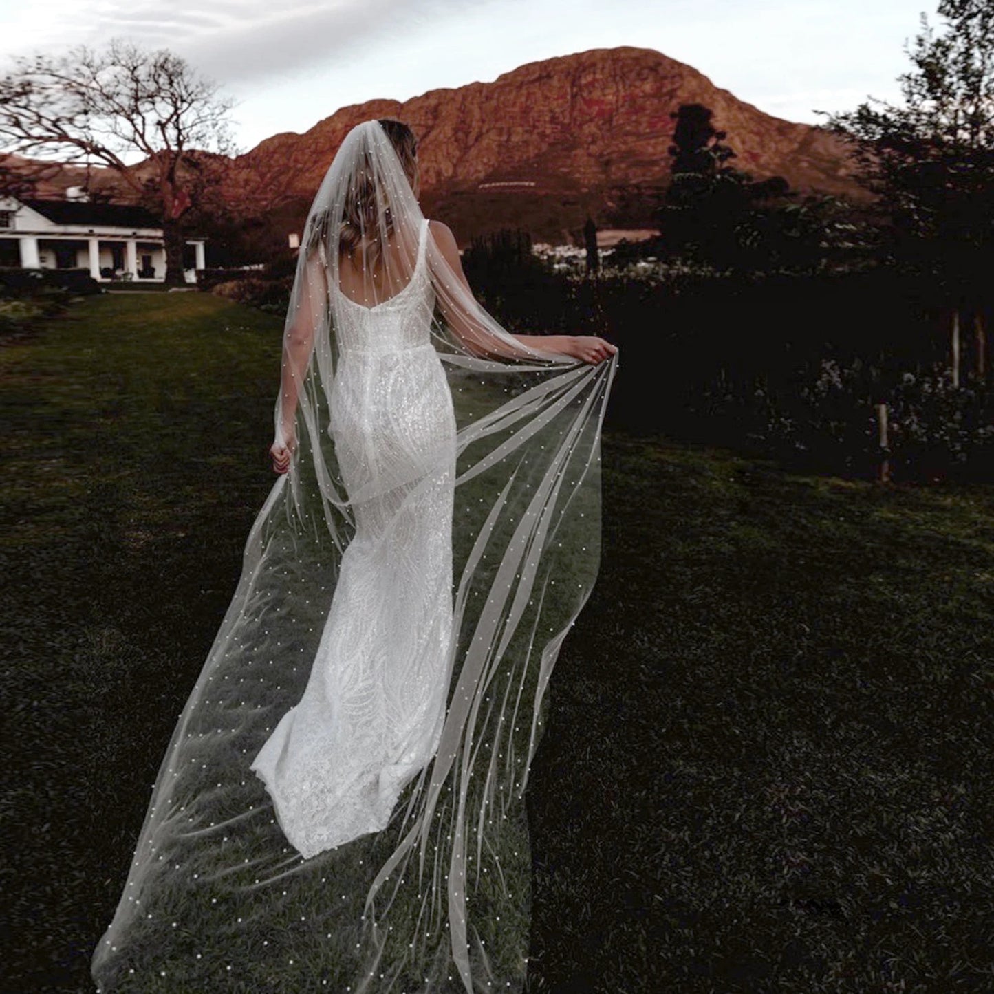 Ethereal Pearl Wedding Veil | Scattered Pearl Bridal Veil in Fingertip, Chapel & Cathedral Lengths