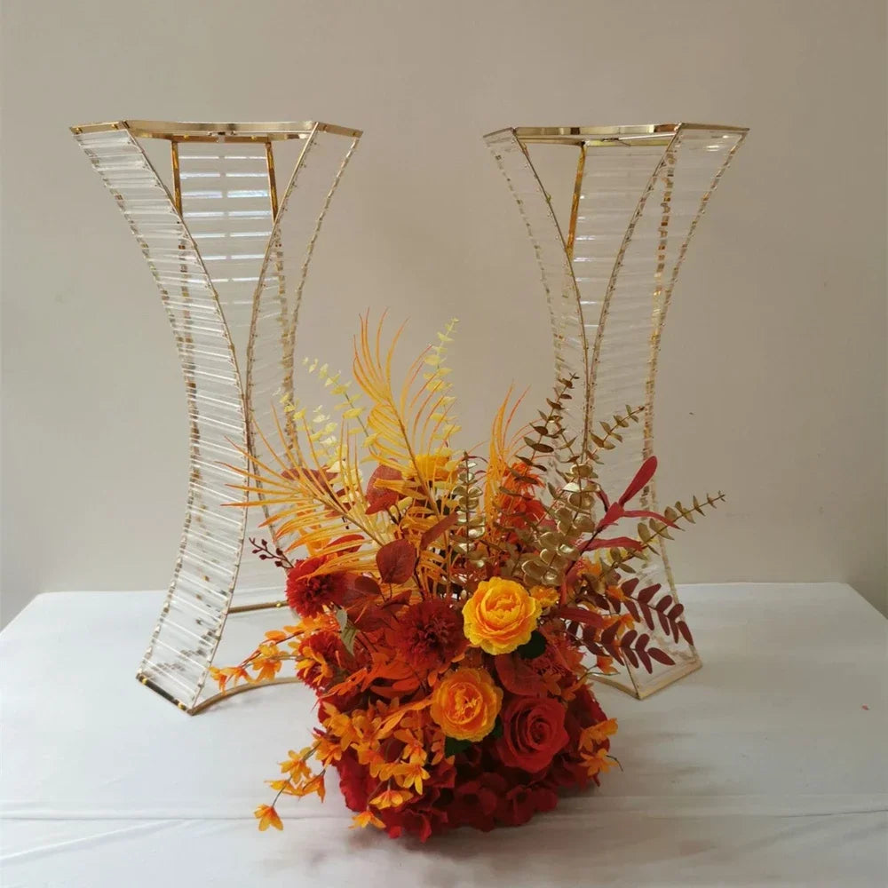 "Aurelia" Tall Gold Centerpiece Stand for Wedding Tables