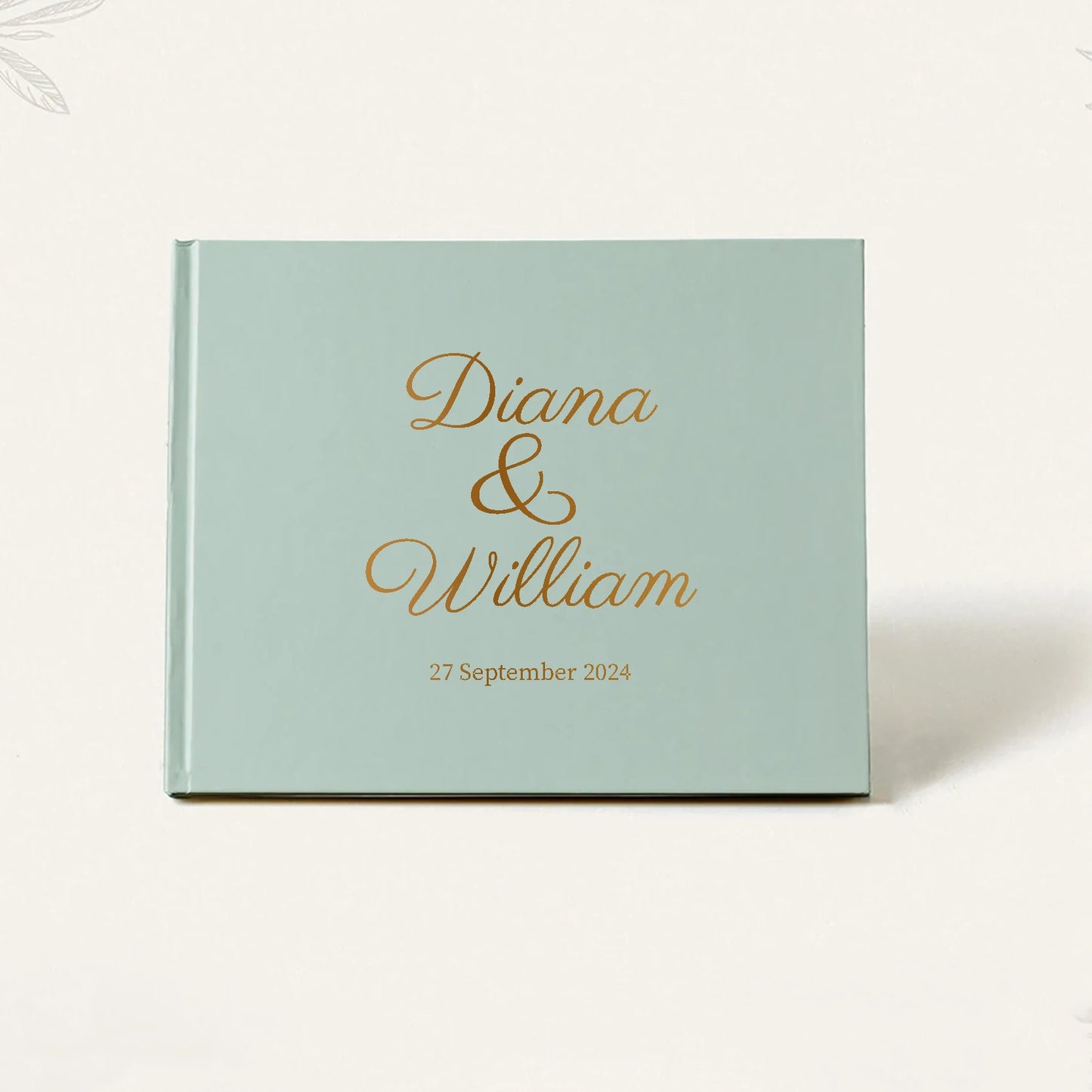 Personalized Sage Green Wedding Guest Book | Custom Gold Foil Signing Book for Weddings, Bridal Showers & Anniversaries