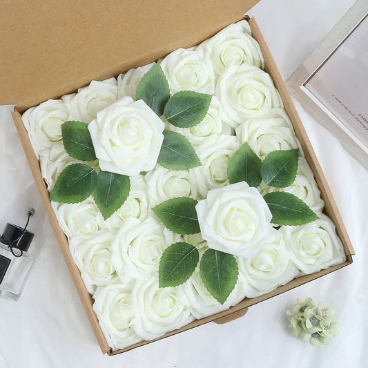 Artificial Foam Roses (25-Pack) | Lifelike DIY Flowers for Wedding Bouquets, Centerpieces & Decor