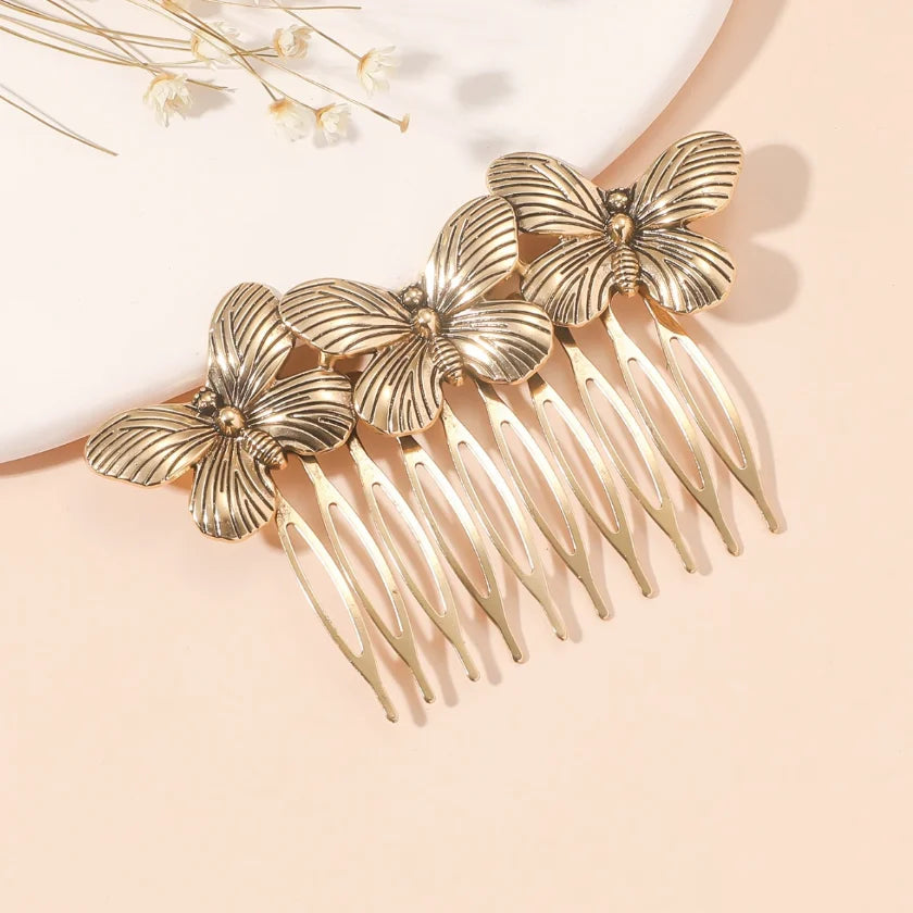 "Daphne" Botanical Bridal Hair Comb (Leaf & Butterfly Styles)