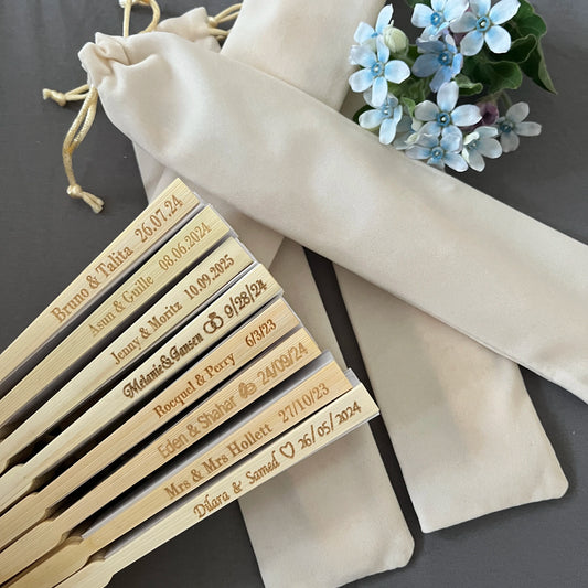 Personalized Wedding Fans | Custom Engraved Bamboo Favors for Guests