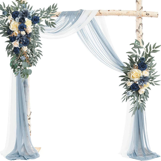 Wedding Arch Flowers and Drape Kit Blue Artificial Floral Swags for DIY Boho Wedding Arbor Backdrop Ceremony Decoration
