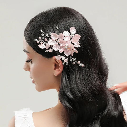 Ethereal Floral Bridal Hair Clip | Pearl & Crystal Wedding Headpiece