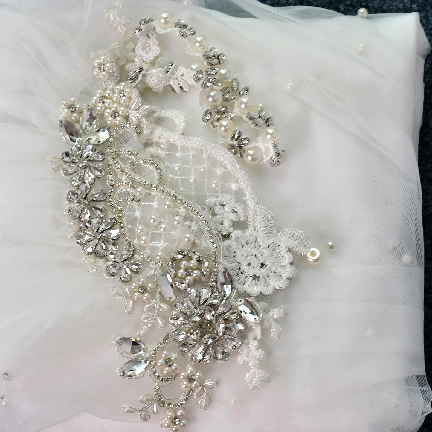 Show-Stopper Pearl & Crystal Bridal Cape | Cathedral Length