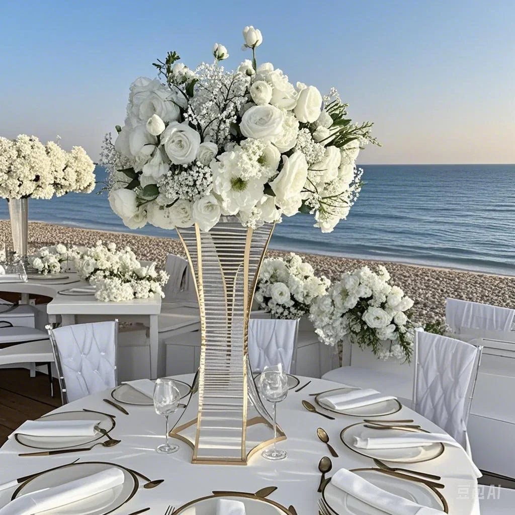 "Aurelia" Tall Gold Centerpiece Stand for Wedding Tables