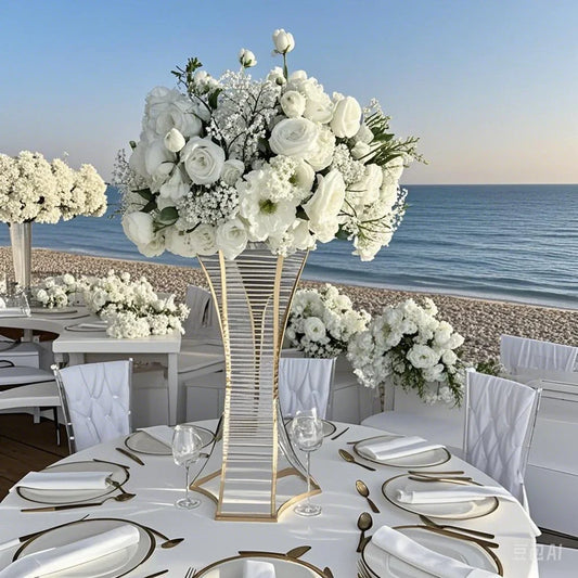 "Aurelia" Tall Gold Centerpiece Stand for Wedding Tables