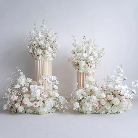 Luxe Blush & White Silk Floral Arrangements | Wedding Ceremony & Reception Decor