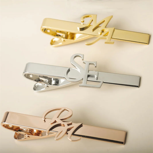 Personalized Initial Tie Clip | Custom Wedding Gift for Groom, Groomsmen, Father of the Bride
