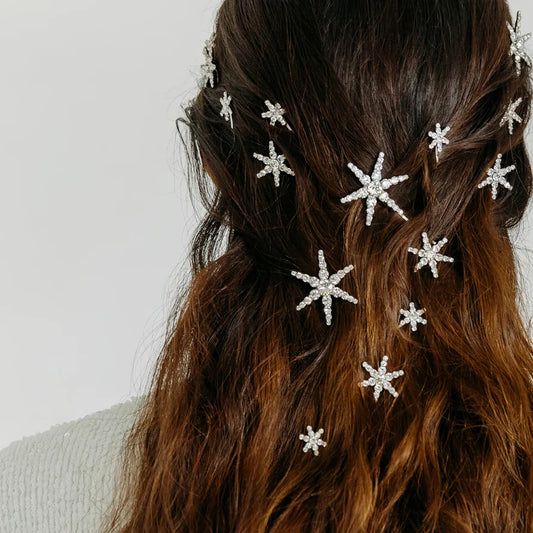 Celestial Star Bridal Hair Pins | Rhinestone Wedding Hair Clips (5-Pack)
