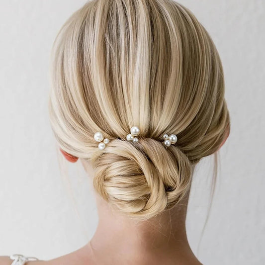 Delicate Pearl & Leaf Bridal Hair Pins | Set of 3 Wedding Hair Accessories