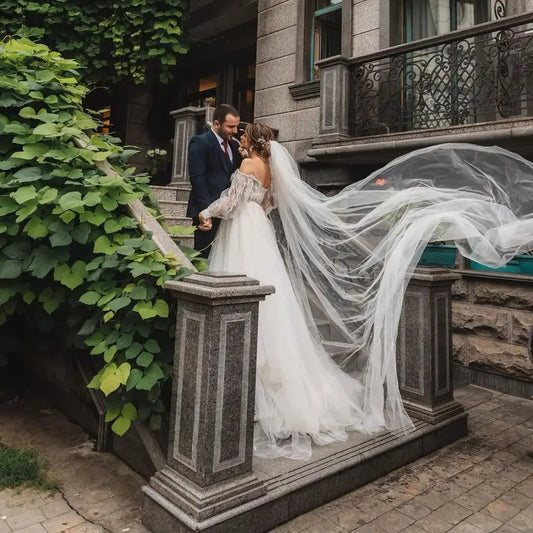 Minimalist Wide Bridal Veil | Classic Plain Tulle Veil