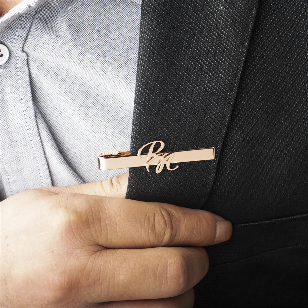 Personalized Initial Tie Clip | Custom Wedding Gift for Groom, Groomsmen, Father of the Bride