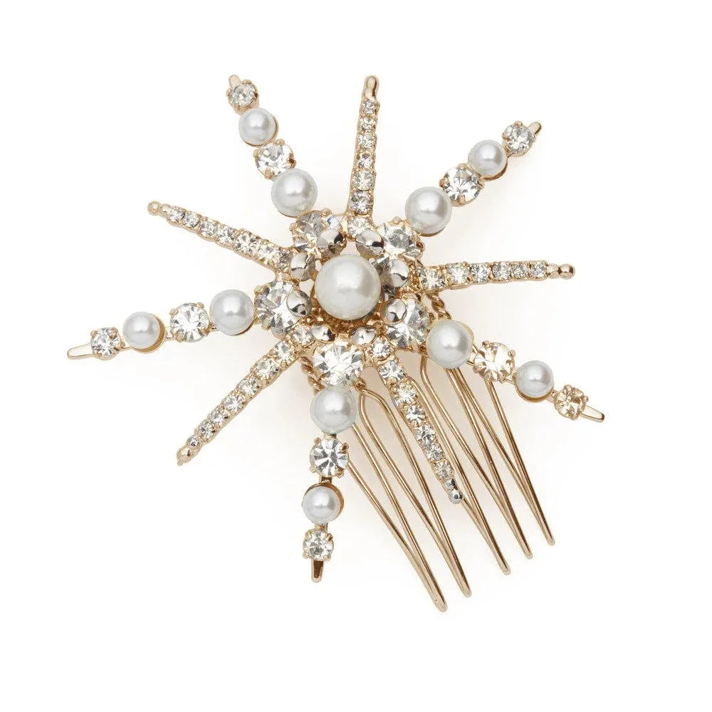 Celestial Starburst Pearl & Crystal Bridal Headpiece
