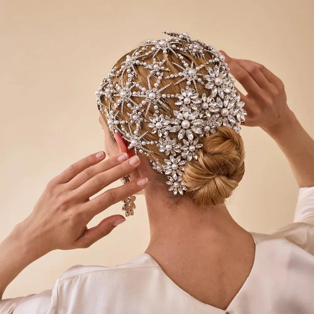 Celestial Starburst Pearl & Crystal Bridal Headpiece