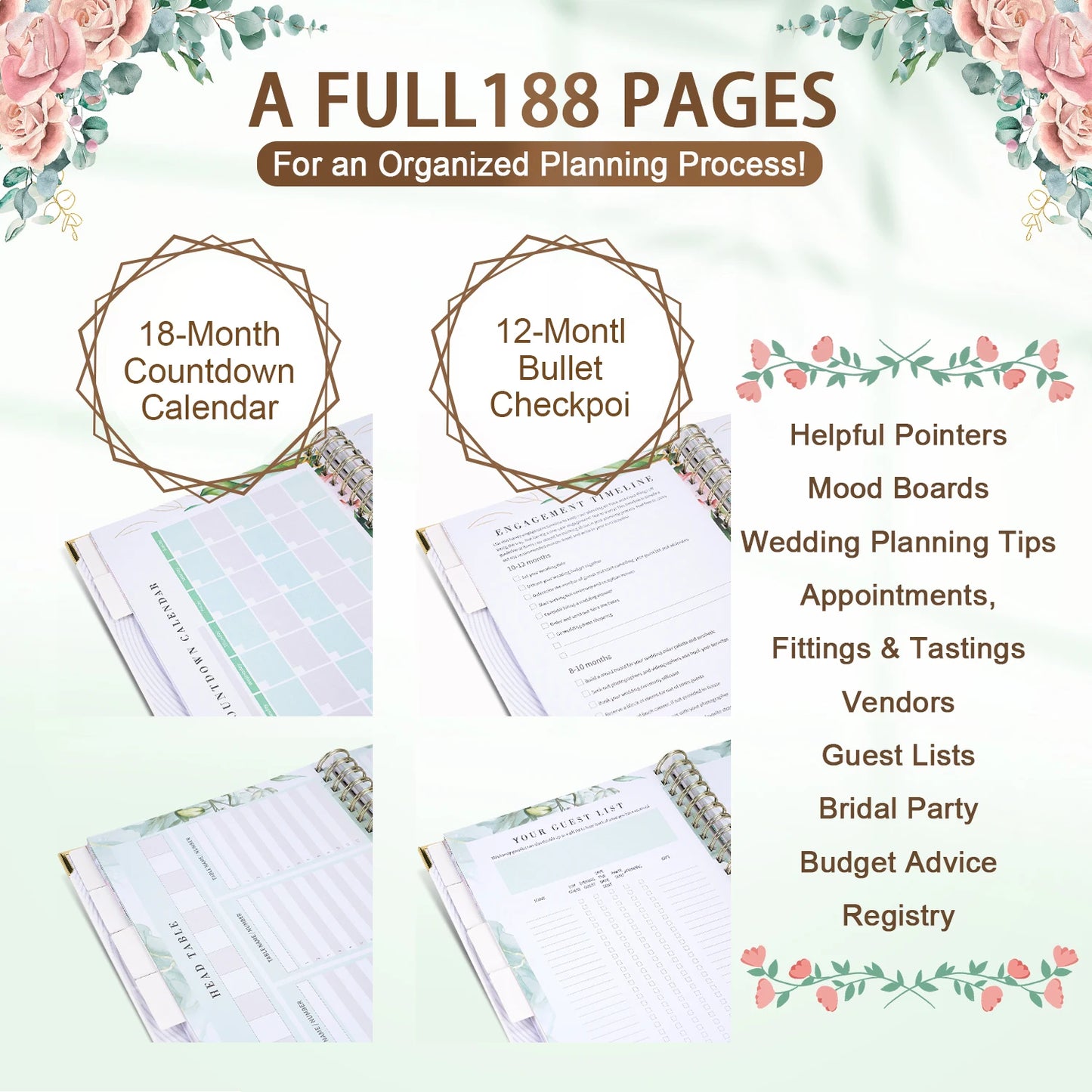 The Complete Wedding Planner & Organizer | Floral Hardcover Notebook | The Perfect Engagement Gift for the Bride-to-Be