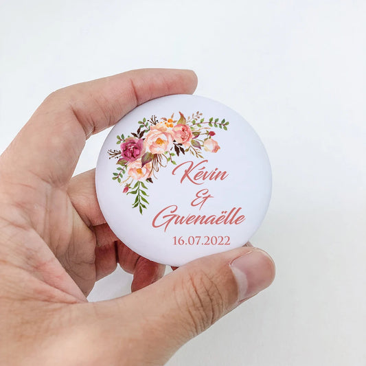 Personalized Floral Wedding Favor Magnets