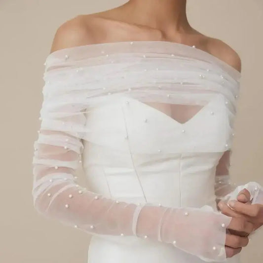 Ethereal Pearl Off-the-Shoulder Bridal Topper