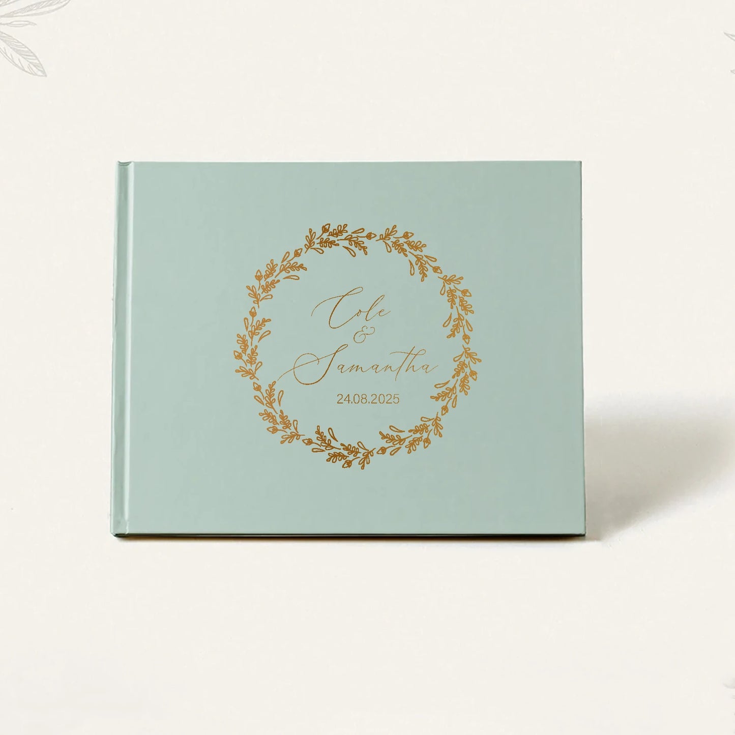 Personalized Sage Green Wedding Guest Book | Custom Gold Foil Signing Book for Weddings, Bridal Showers & Anniversaries