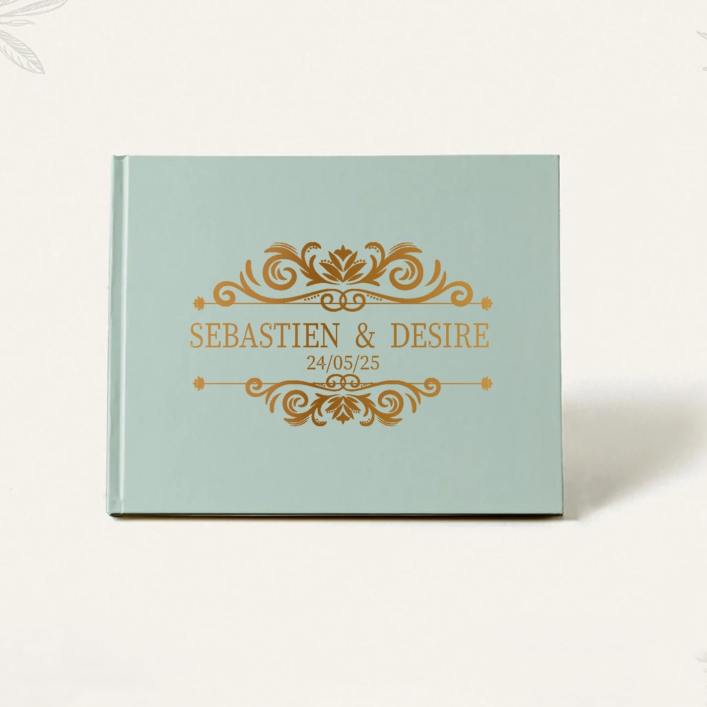 Personalized Sage Green Wedding Guest Book | Custom Gold Foil Signing Book for Weddings, Bridal Showers & Anniversaries