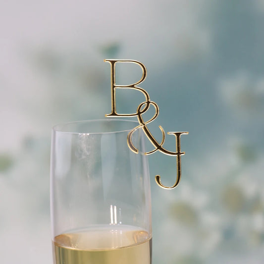 Personalized Initial Drink Tags | Custom Acrylic & Wood Glass Toppers for Wedding Cocktails & Bridal Showers