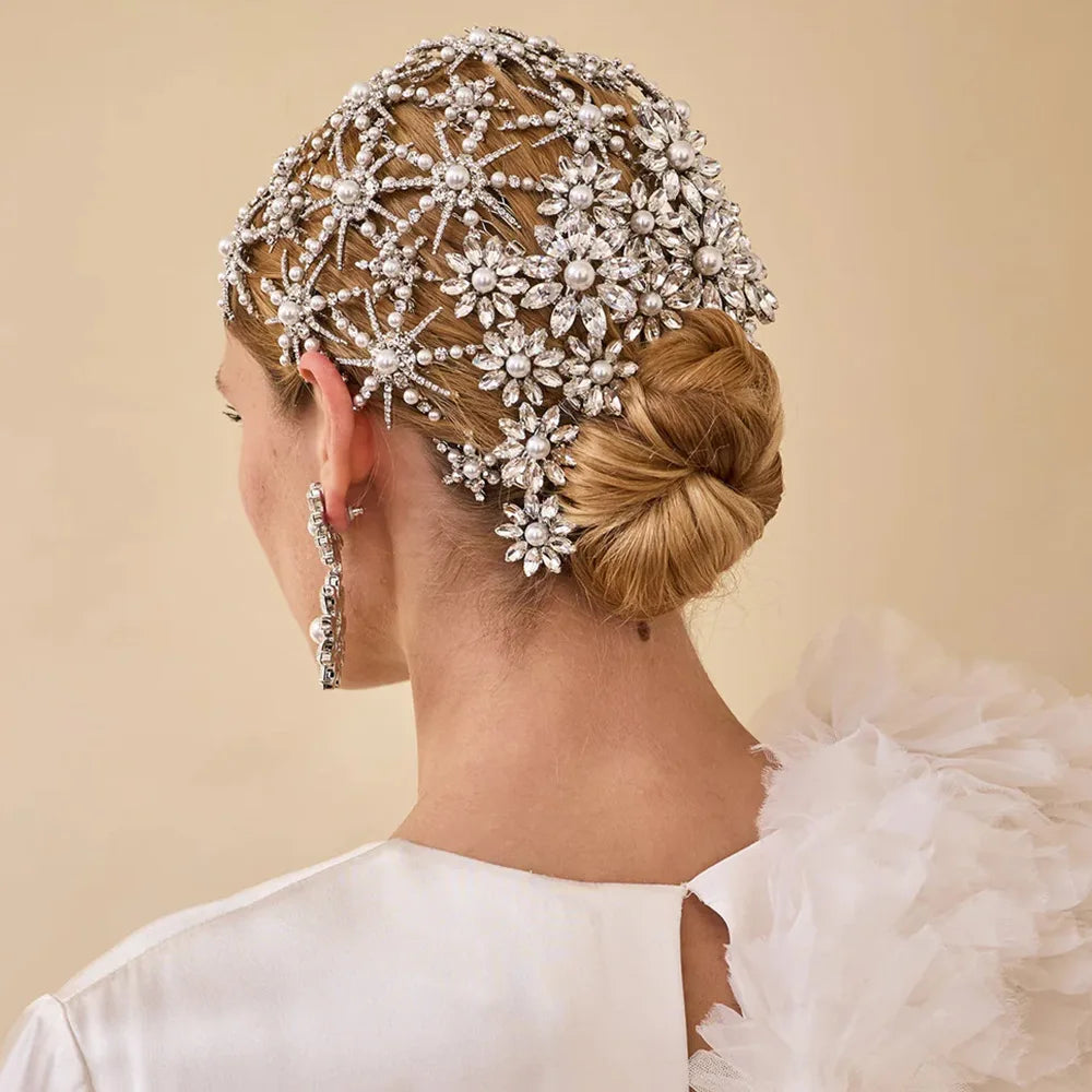 Celestial Starburst Pearl & Crystal Bridal Headpiece